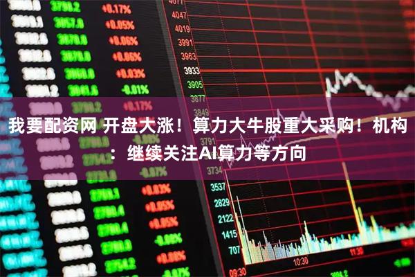我要配资网 开盘大涨！算力大牛股重大采购！机构：继续关注AI算力等方向