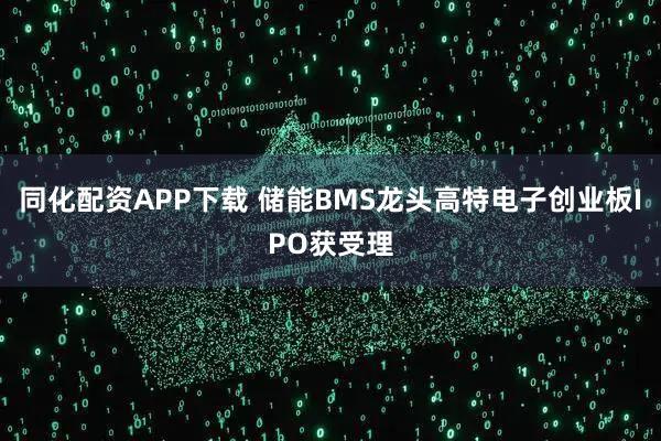 同化配资APP下载 储能BMS龙头高特电子创业板IPO获受理